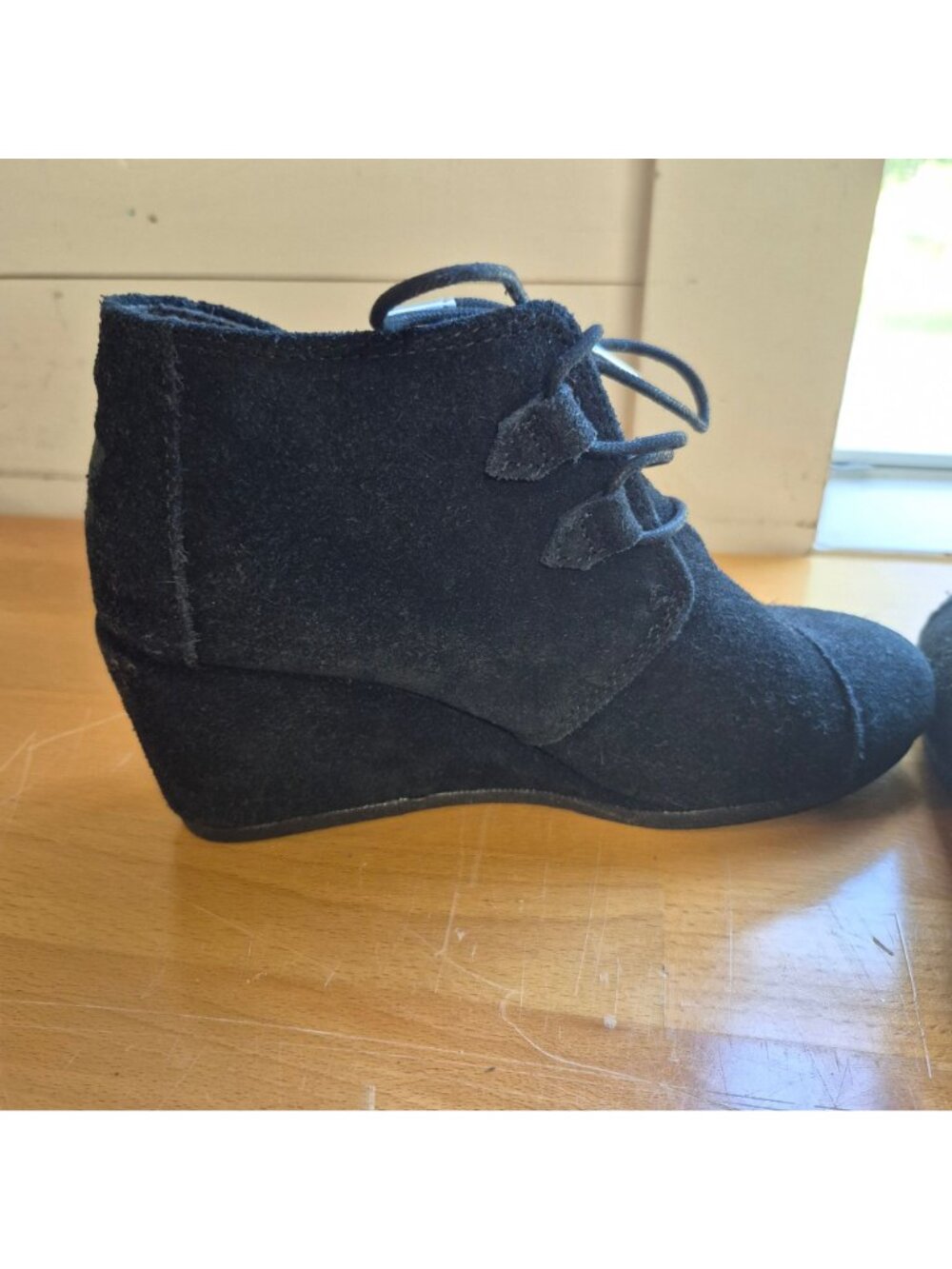 Toms Womens Black Suede Lace-Up Wedge Booties Size 8.5 - Picture 7 of 8